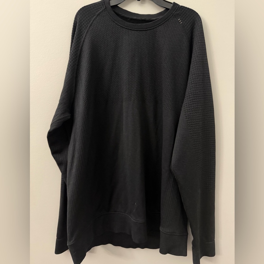 Lululemon Engineered Warmth Crewneck Sweater Black Merino Wool blend